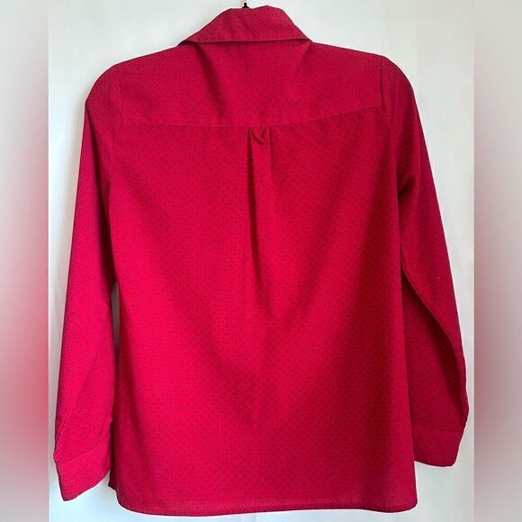 Notations Petite Polka Dot Button-up Blouse- Red/Black Size Petite Small - Picture 2 of 6